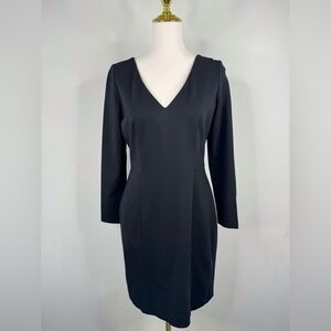 Banana Republic Classic Black Shift Dress Gold Zipper Size 8P 8 Petite LBD